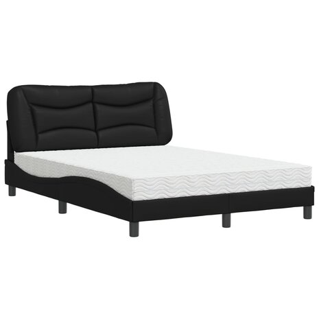 Bed met matras kunstleer zwart 140x200 cm 2