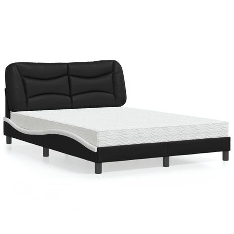 Bed met matras kunstleer zwart en wit 140x200 cm 1