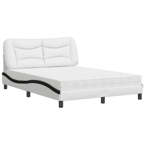 Bed met matras kunstleer wit en zwart 140x200 cm 2