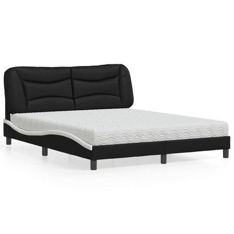 Bed met matras kunstleer zwart en wit 160x200 cm 1