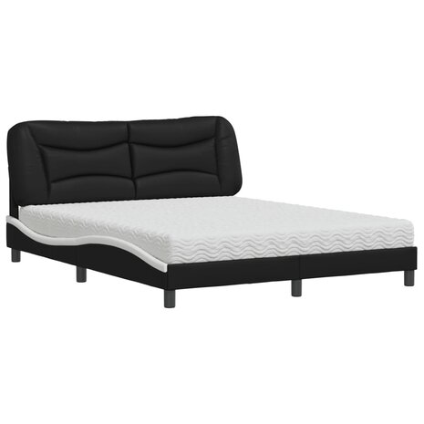 Bed met matras kunstleer zwart en wit 160x200 cm 2