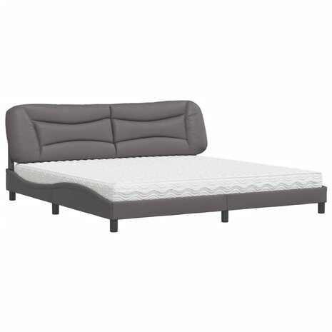 Bed met matras kunstleer grijs 200x200 cm 2