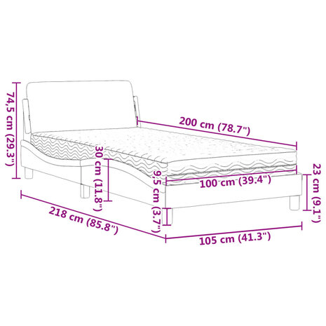 Bed met matras stof lichtgrijs 100x200 cm 9