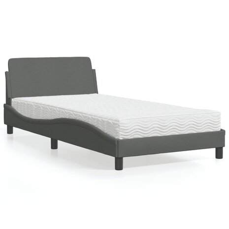 Bed met matras stof donkergrijs 100x200 cm 1