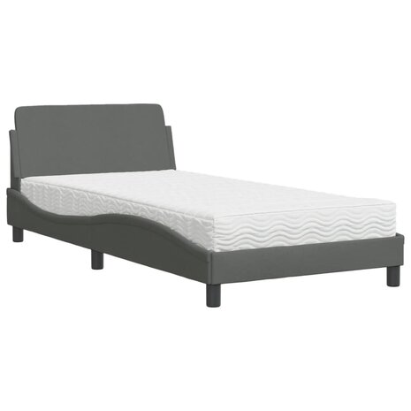 Bed met matras stof donkergrijs 100x200 cm 2