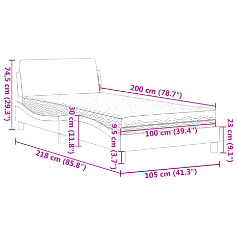 Bed met matras stof donkerbruin 100x200 cm 9