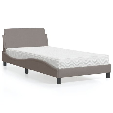 Bed met matras stof taupe 100x200 cm 1