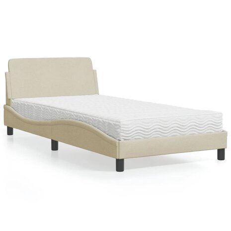 Bed met matras stof crèmekleurig 100x200 cm 1