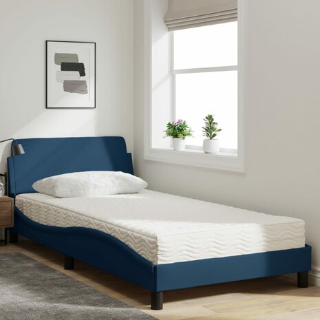 Bed met matras stof blauw 100x200 cm 3