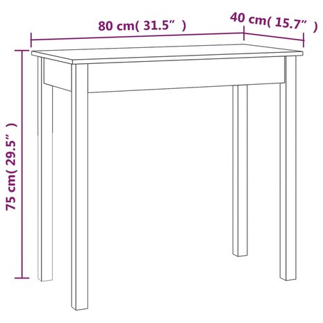 Wandtafel 80x40x75 cm massief grenenhout 8