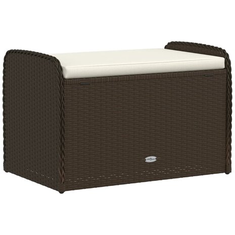 Opbergbankje met kussen 80x51x52 cm poly rattan bruin 6