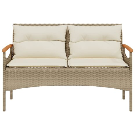 Tuinbank met kussens 116x62,5x74 cm poly rattan beige 4