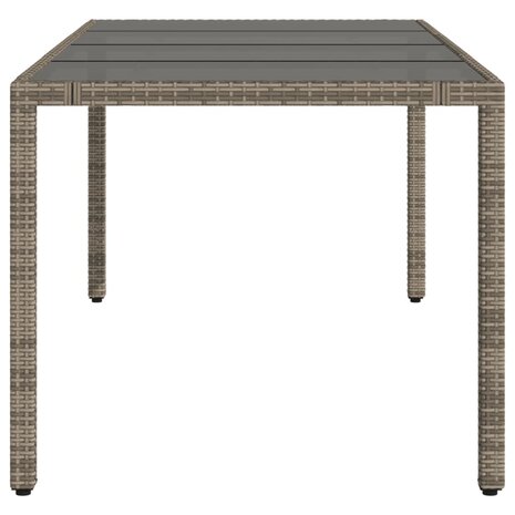 Tuintafel met glazen blad 190x90x75 cm poly rattan grijs 5