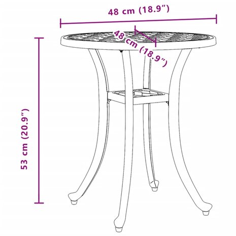 Tuintafel Ø 48x53 cm gietaluminium zwart 11