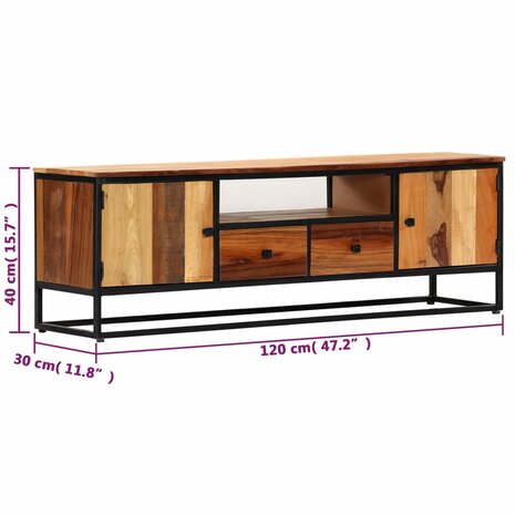 Tv-meubel 120x30x40 cm massief gerecycled hout en staal 11