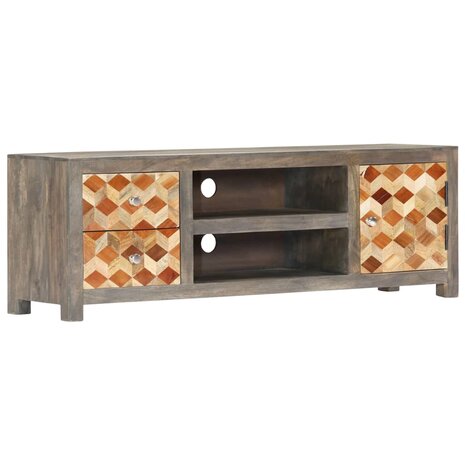 Tv-meubel 120x30x40 cm massief mangohout grijs 9