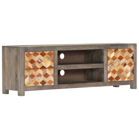 Tv-meubel 120x30x40 cm massief mangohout grijs 10