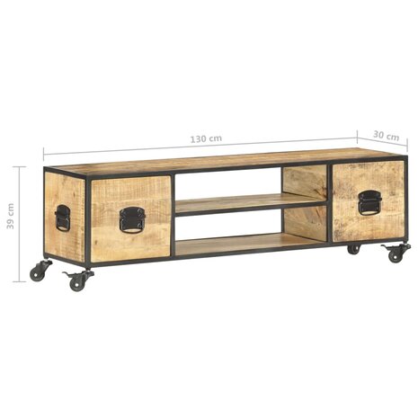 Tv-meubel 130x30x39 cm massief mangohout 7