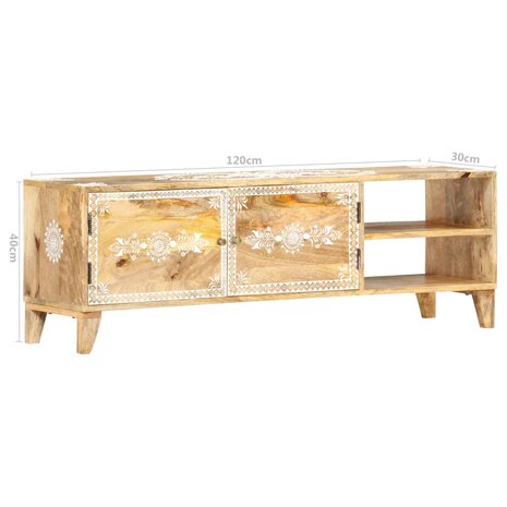 Tv-meubel 120x30x40 cm massief mangohout 6