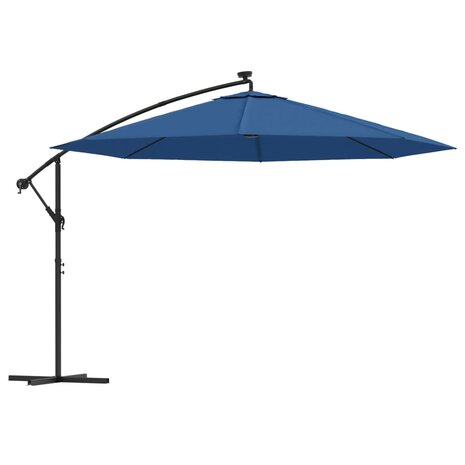 Zweefparasol met LED-verlichting 350 cm azuurblauw 2