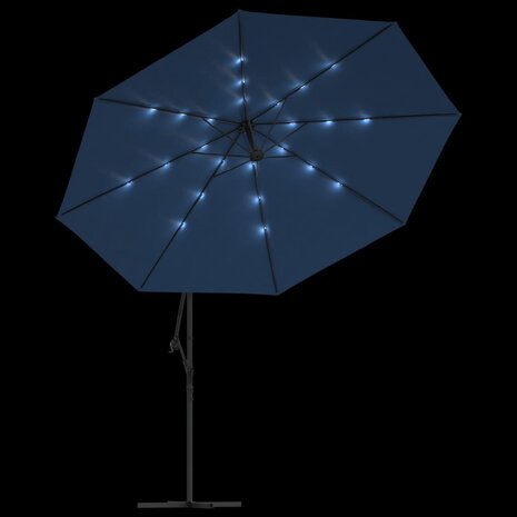 Zweefparasol met LED-verlichting 350 cm azuurblauw 6