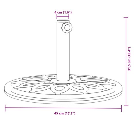 Parasolvoet voor stok van Ø38 / 48 mm 12 kg rond 8