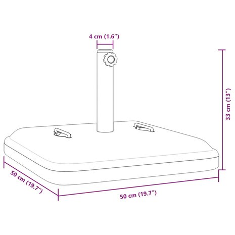 Parasolvoet met handvatten voor stok Ø38 / 48 mm 27 kg vierkant 9