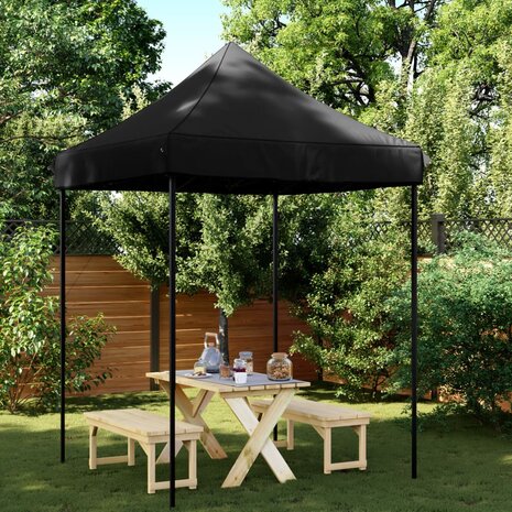 Partytent inklapbaar pop-up 200x200x306 cm zwart 1