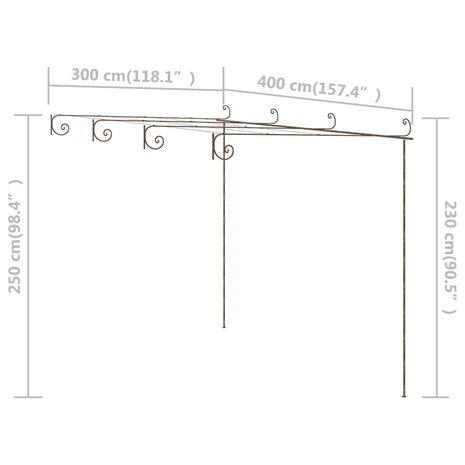 Tuinpergola 4x3x2,5 m ijzer antiekbruin 7