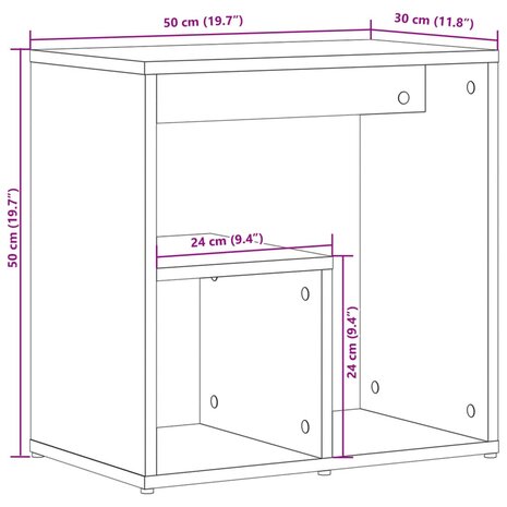 Bijzettafels 2 st 50x30x50 cm bewerkt hout wit 11