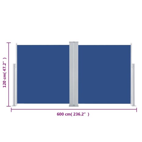 Windscherm uittrekbaar 117x600 cm blauw 12