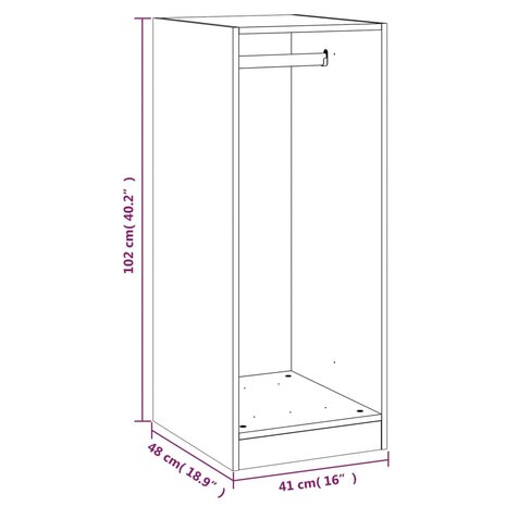 Kledingkast 48x41x102 cm bewerkt hout wit 9