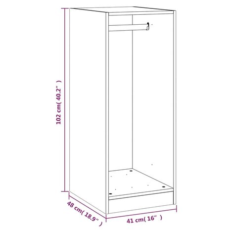 Kledingkast 48x41x102 cm bewerkt hout zwart 10