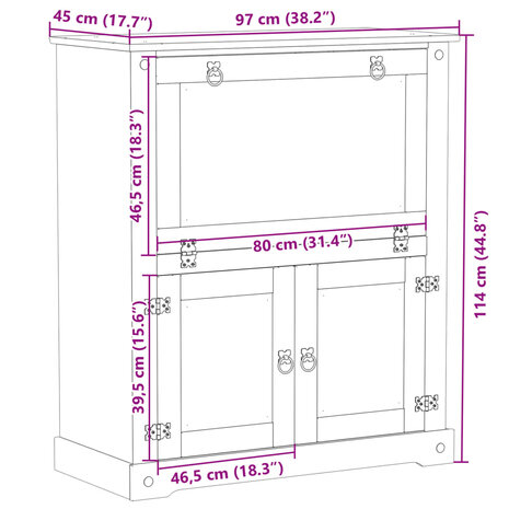 Wijnkast Corona 97x45x114 cm massief grenenhout 9