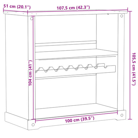 Wijnkast Corona 107,5x51x105,5 cm massief grenenhout 9