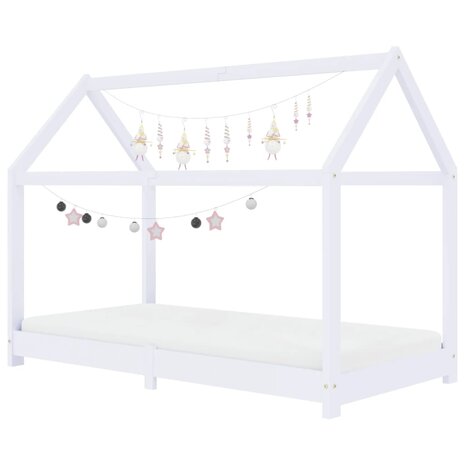 Kinderbedframe massief grenenhout wit 70x140 cm 3