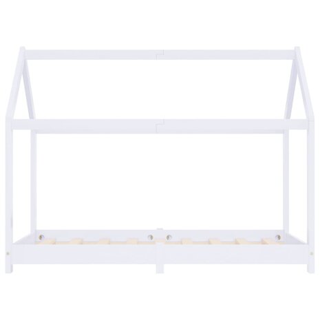 Kinderbedframe massief grenenhout wit 70x140 cm 4