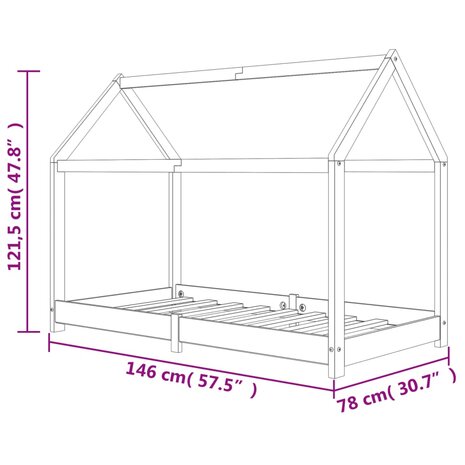 Kinderbedframe massief grenenhout grijs 70x140 cm 8