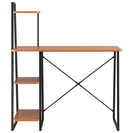 Bureau met schappen 102x50x117 cm zwart en bruin 2