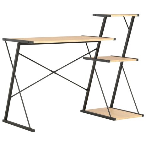 Bureau met schap 116x50x93 cm zwart en eikenkleurig 1