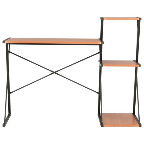 Bureau met schap 116x50x93 cm zwart en bruin 2