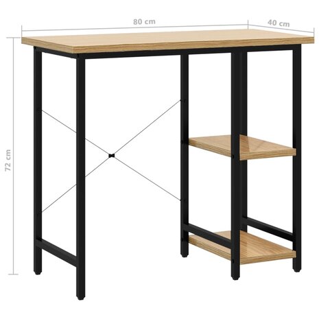 Computerbureau 80x40x72 cm MDF metaal zwart lichteikenkleurig 7