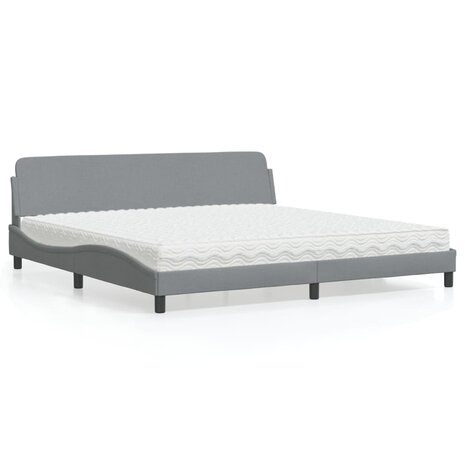 Bed met matras stof lichtgrijs 200x200 cm 1