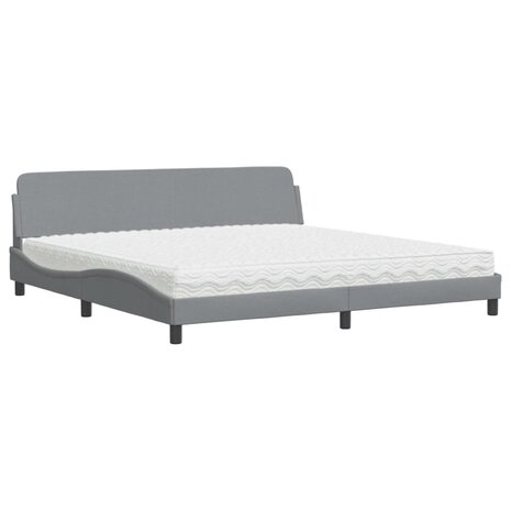 Bed met matras stof lichtgrijs 200x200 cm 2