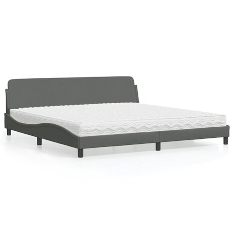 Bed met matras stof donkergrijs 200x200 cm 1