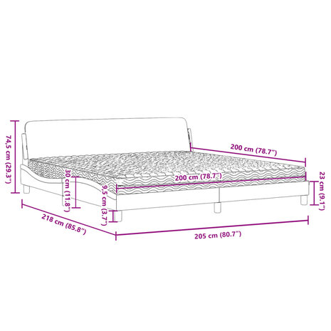 Bed met matras stof zwart 200x200 cm 9