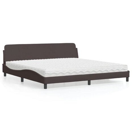 Bed met matras stof donkerbruin 200x200 cm 1