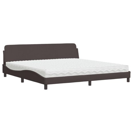 Bed met matras stof donkerbruin 200x200 cm 2