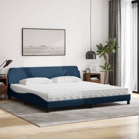 Bed met matras stof blauw 200x200 cm 3