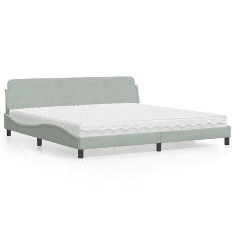 Bed met matras fluweel lichtgrijs 200x200 cm 1